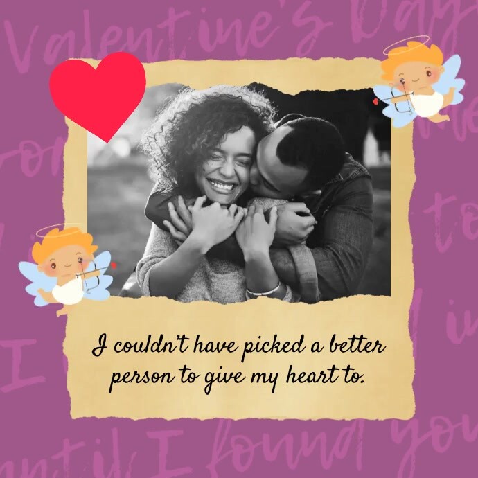 Purple Valentine's Day Card Instagram Video Square (1:1) template