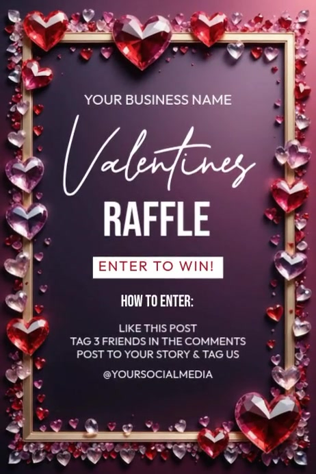 Valentine Raffle Creation Copy of Purple Valentine's Day Raffle Poster Video | PosterMyWall