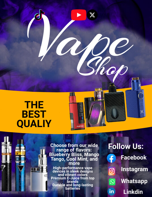 Purple vape shop flyer (us letter) Template | PosterMyWall Purple vape shop flyer (us letter) Template | PosterMyWall