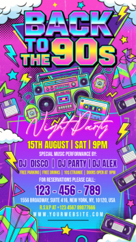 Purple Vintage 90s Night Party Instagram Story Instagram-verhaal template