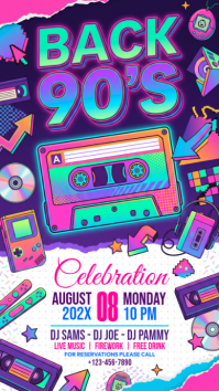 Purple Vintage 90s Party Celebration Instagram Story template