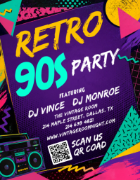 Violet 90s Retro Party ใบปลิว Template