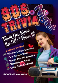 Purple 90s Trivia Night A4 Template