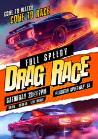 Black Grunge Drag Race A5 Template | PosterMyWall