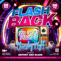 Purple Vintage Flash Back Party Flyer Instagram Post Instagram-Beitrag template