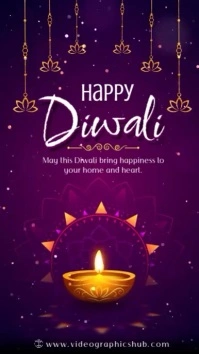 Purple Vintage Happy Diwali Video Instagram Reel template