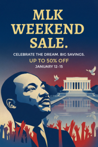 Purple Vintage Mlk Weekend Sale Poster template