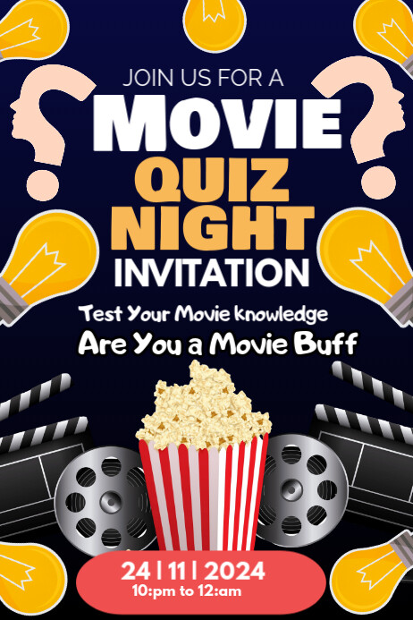 Purple Vintage Movie Quiz Night Invitation Poster template