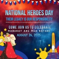 Purple National Heroes Day Celebration Instagram-opslag Template