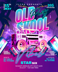 Purple Vintage Old School Night Party Flyer Instagram Portrait template