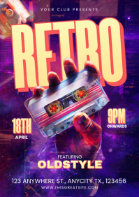 Purple Retro Music Event A4 Template