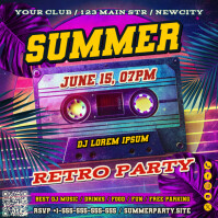 Purple Vintage Summer Retro Party Banner Instagram Post template