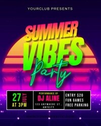Purple Vintage Summer Vibes Party Instagram Portrait template