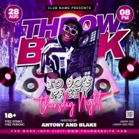 Purple Vintage Throw Back Party Flyer Instagram Post template