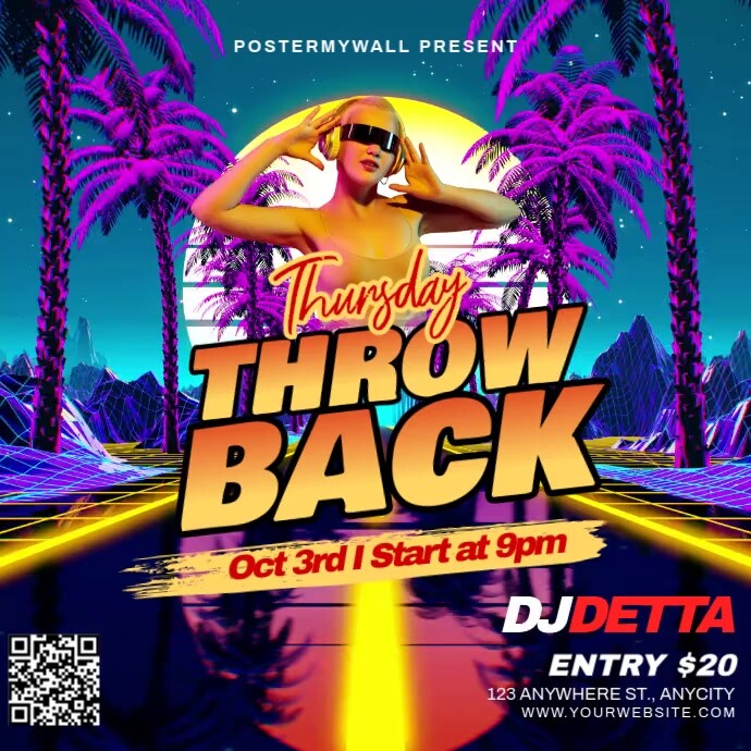 Purple Vintage Thursday Throw Back Party Pos Template | PosterMyWall