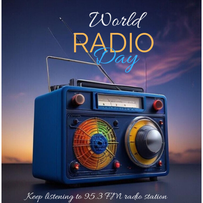 Purple Vintage World Radio Day  Instagram Post template