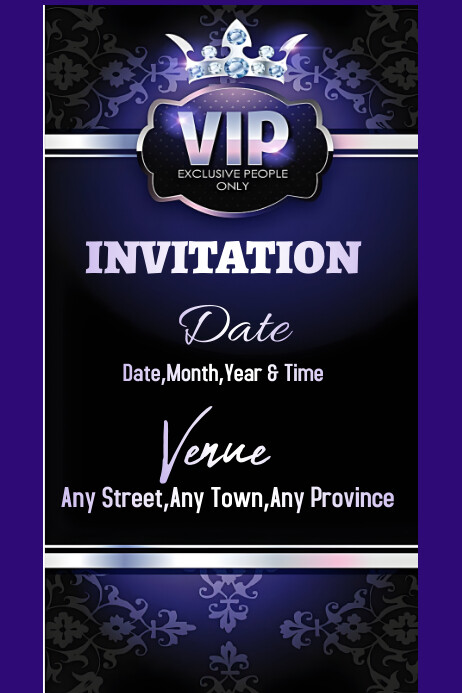 Purple VIP Invitation Card Template | PosterMyWall