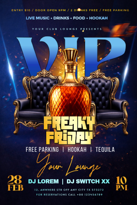 Purple VIP Lounge Event Poster Template | PosterMyWall