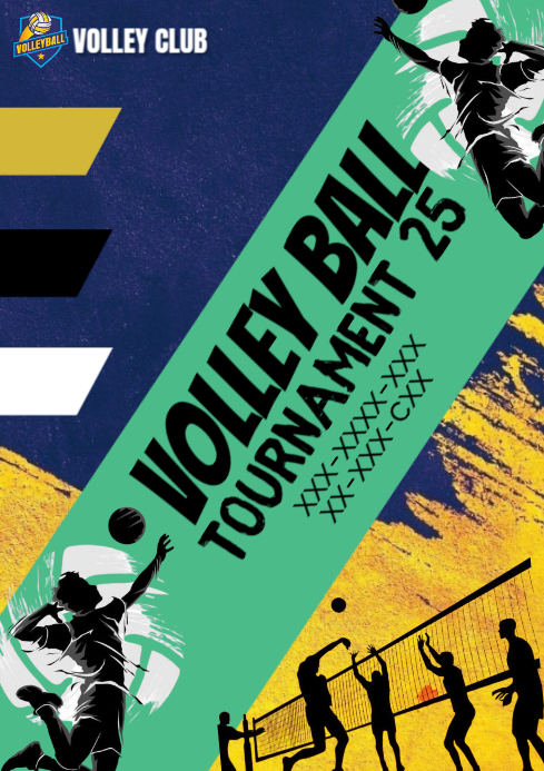 Green Volleyball Tournament A4 Template | PosterMyWall