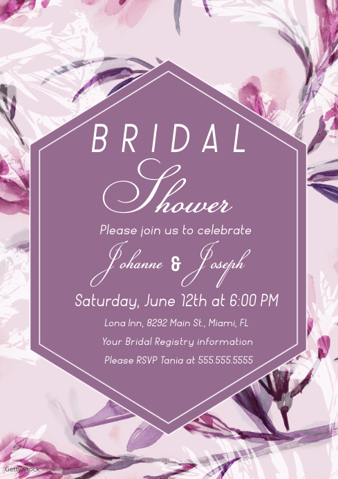 Purple Watercolor Pretty Floral Bridal Shower Template | PosterMyWall