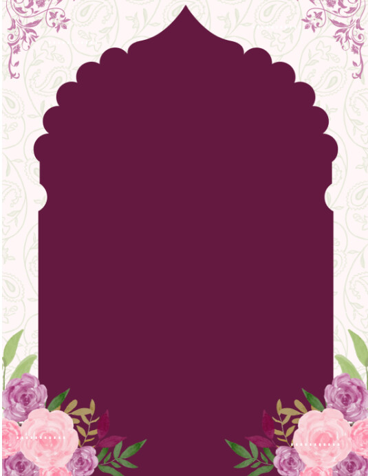 Purple Wedding Invitation card template Flyer (Letter pang-US)