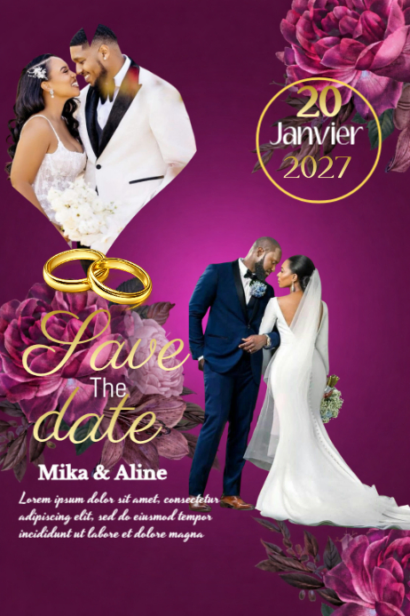 Purple Wedding Save the Date Poster Template | PosterMyWall