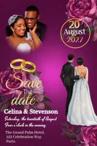 Purple Wedding Save the Date Poster template