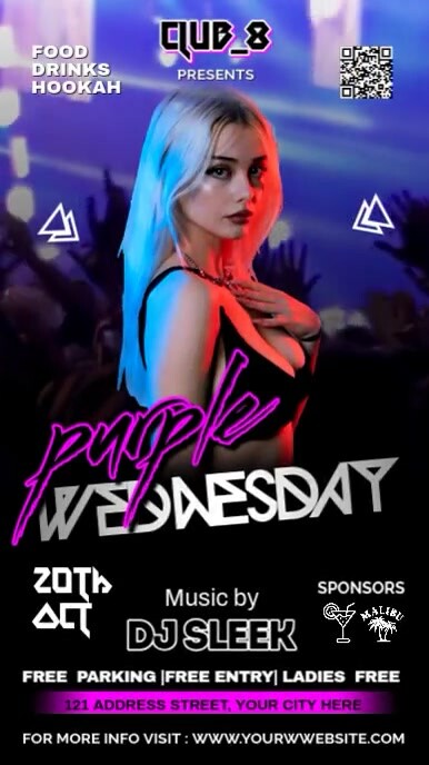 PURPLE WEDNESDAY PARTY FLYER TEMPLATE Instagram Story