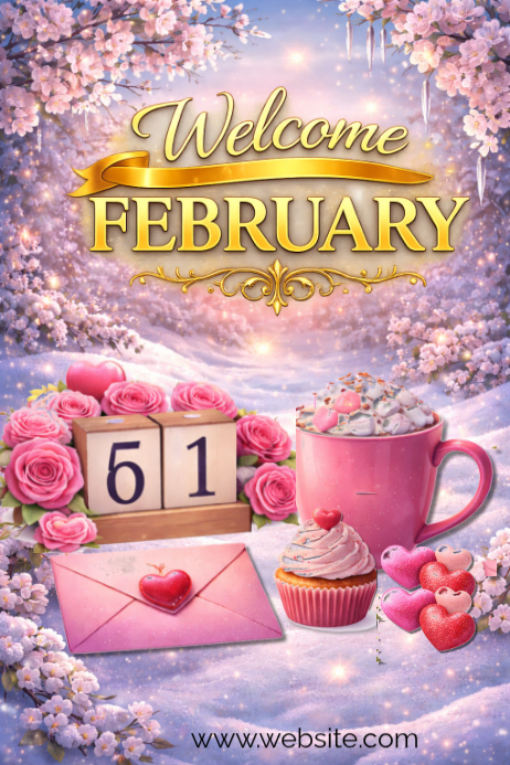 Welcome Sign February Purple Welcome February Poster Template | PosterMyWall