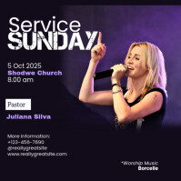 Purple White Elegant Sunday Service Instagram Post template