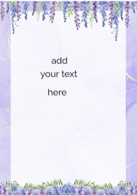 Purple White Wisteria Page Border A3 Poster A5 template
