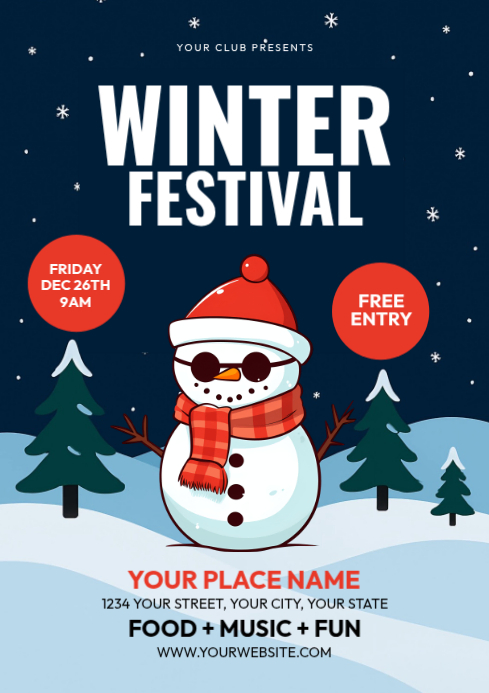 Purple Winter Festival Poster A4 Template | PosterMyWall