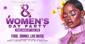 Purple Women's Day Party Facebook Shared Image template