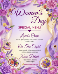 Purple Women's Day Special Menu Flyer Iflaya (Incwadi ye-US) template
