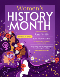 Purple Women's History Month Flyer template
