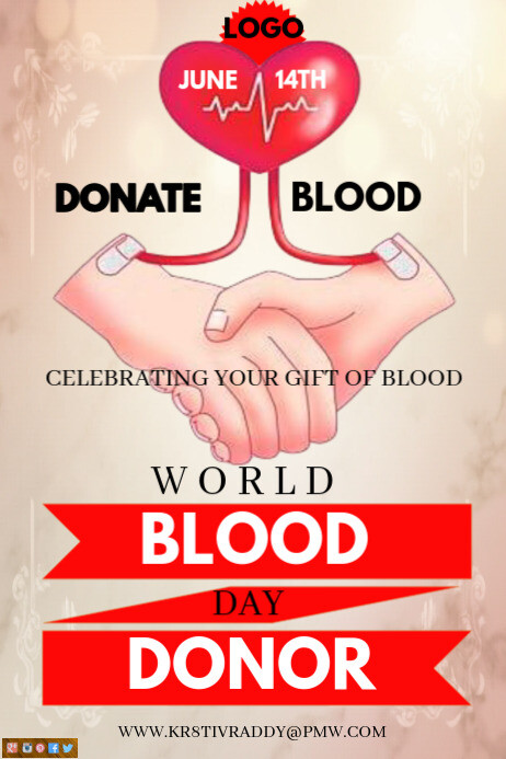 Purple  World Blood Donor Day Poster Cartaz template