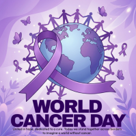 Purple World Cancer Day Instagram Post template