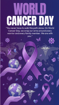 Purple World Cancer Day Instagram Story Instagram-Story template