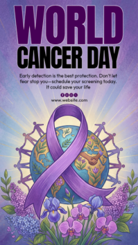 Purple World Cancer Day Instagram Story template