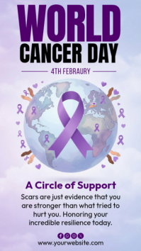 Purple World Cancer Day Instagram Story template