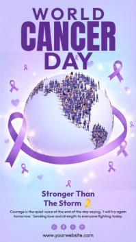 Purple World Cancer Day Instagram Story Video template