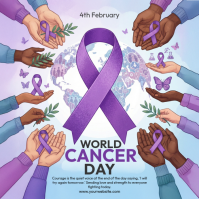 Purple World Cancer Day Square Kwadrat (1:1) template