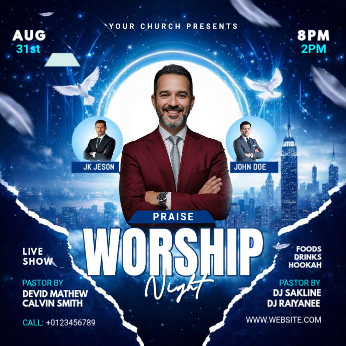Purple Worship Night Event Instagram Post Template | PosterMyWall