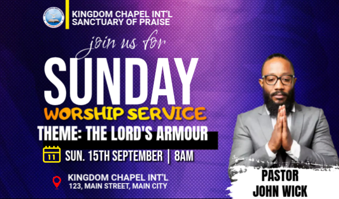 Purple Worship Service Tag Template | PosterMyWall