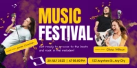 Purple yellow Maksimalis Music Festival Spanduk Eventbrite template