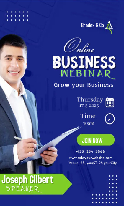 Plantilla de Blue and Green Modern Online Business Webinar poster ...
