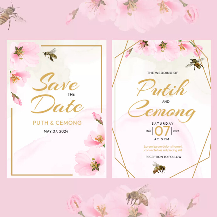 Puth & Cemons Wedding Instagram Post template