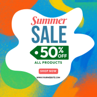 Putih Abstrak Summer Sale Pos Instagram template