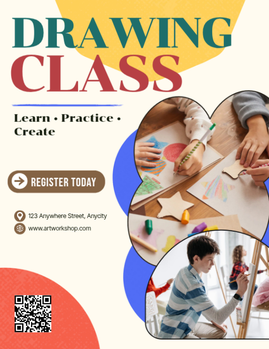 White Drawing Class Flyers Template | PosterMyWall