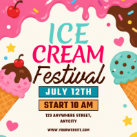 Putih Ceria Ice Cream Festival Pos Instagram template